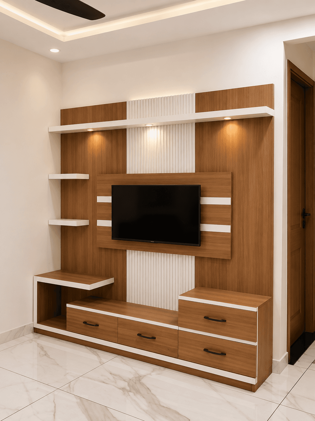 Wood-Accent TV Wall